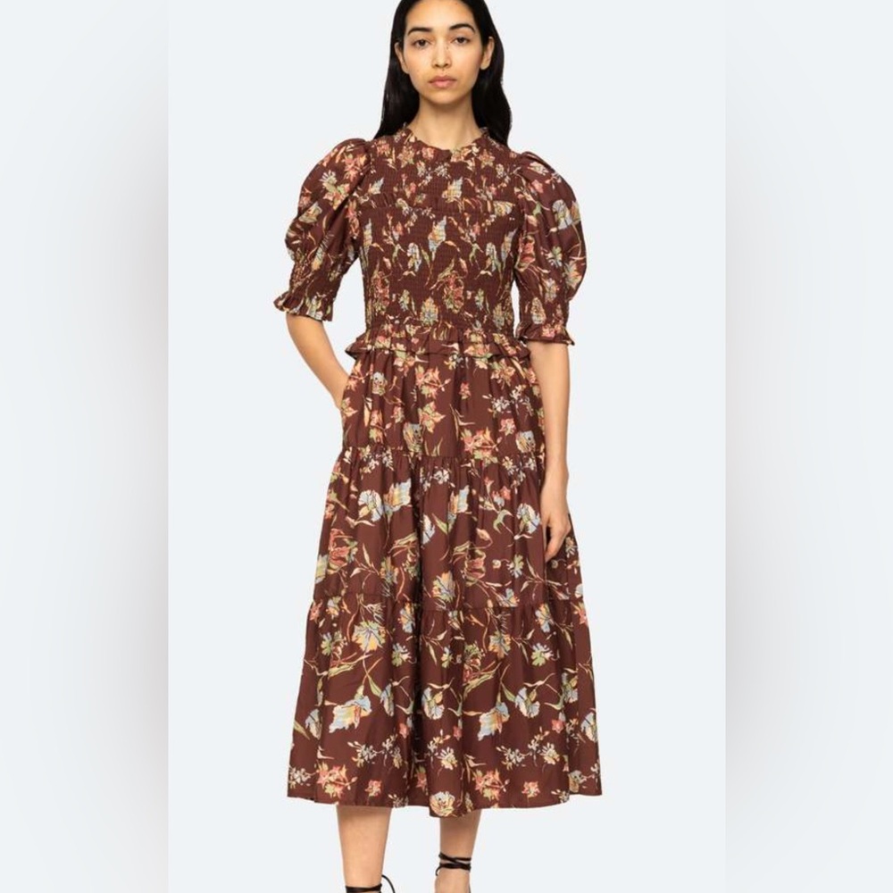 Sea New York Brown Floral Midi Dress